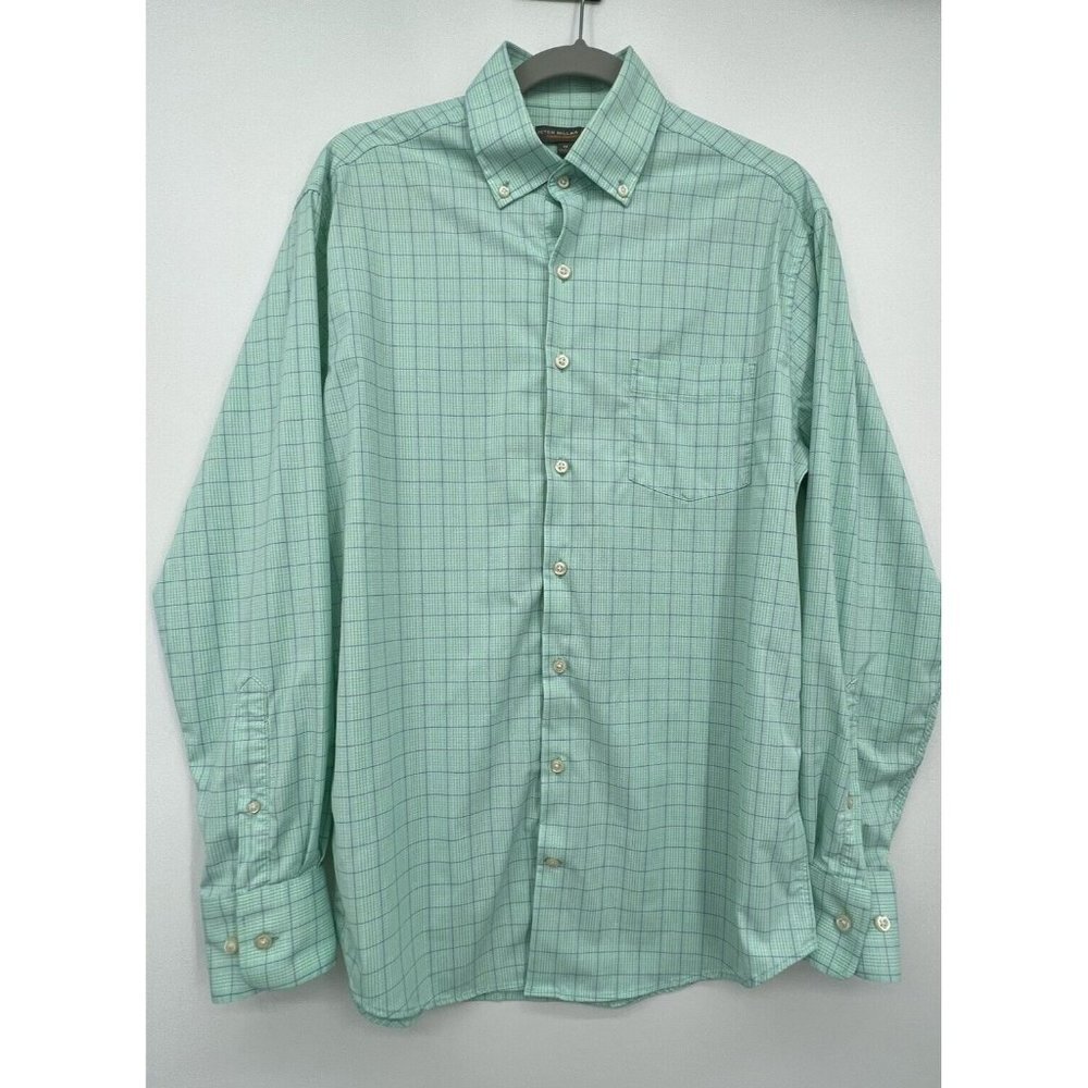 Peter Millar Mint Green Plaid Button-Down Shirt
